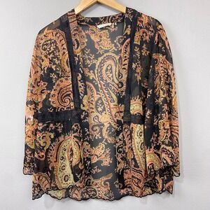 Soft Surroundings‎ Sheer Paisley Lace Kimono Size L Boho Festival Beach Cover Up